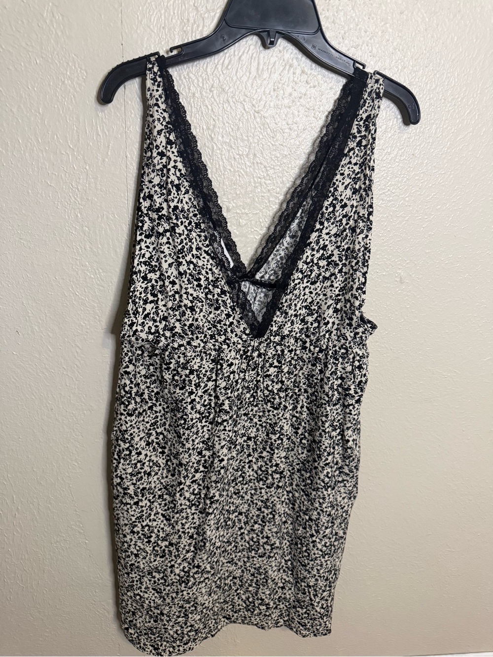 Zara Black & White Floral Lace Trim Camisole Dress